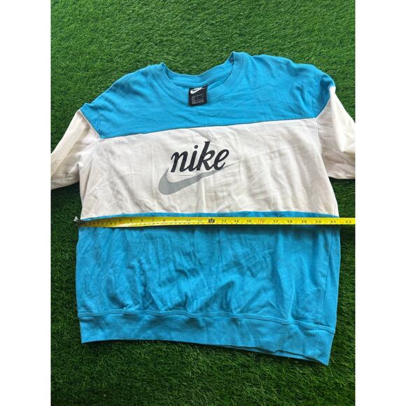 Nike Colorblock Crewneck Sweatshirt Men’s Blue/White Swoosh Logo CK1299-487 Sz L - Picture 6 of 11